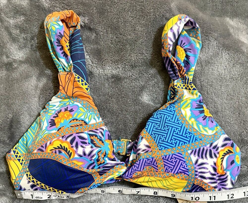 CREMIEUX Size Medium Patterned Multi-Color Bikini Top Beach Siren NWT
